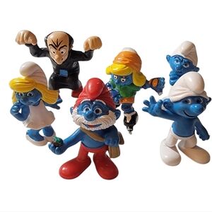 (6) SCHLEICH Smurf Toy Figures Made In Germany